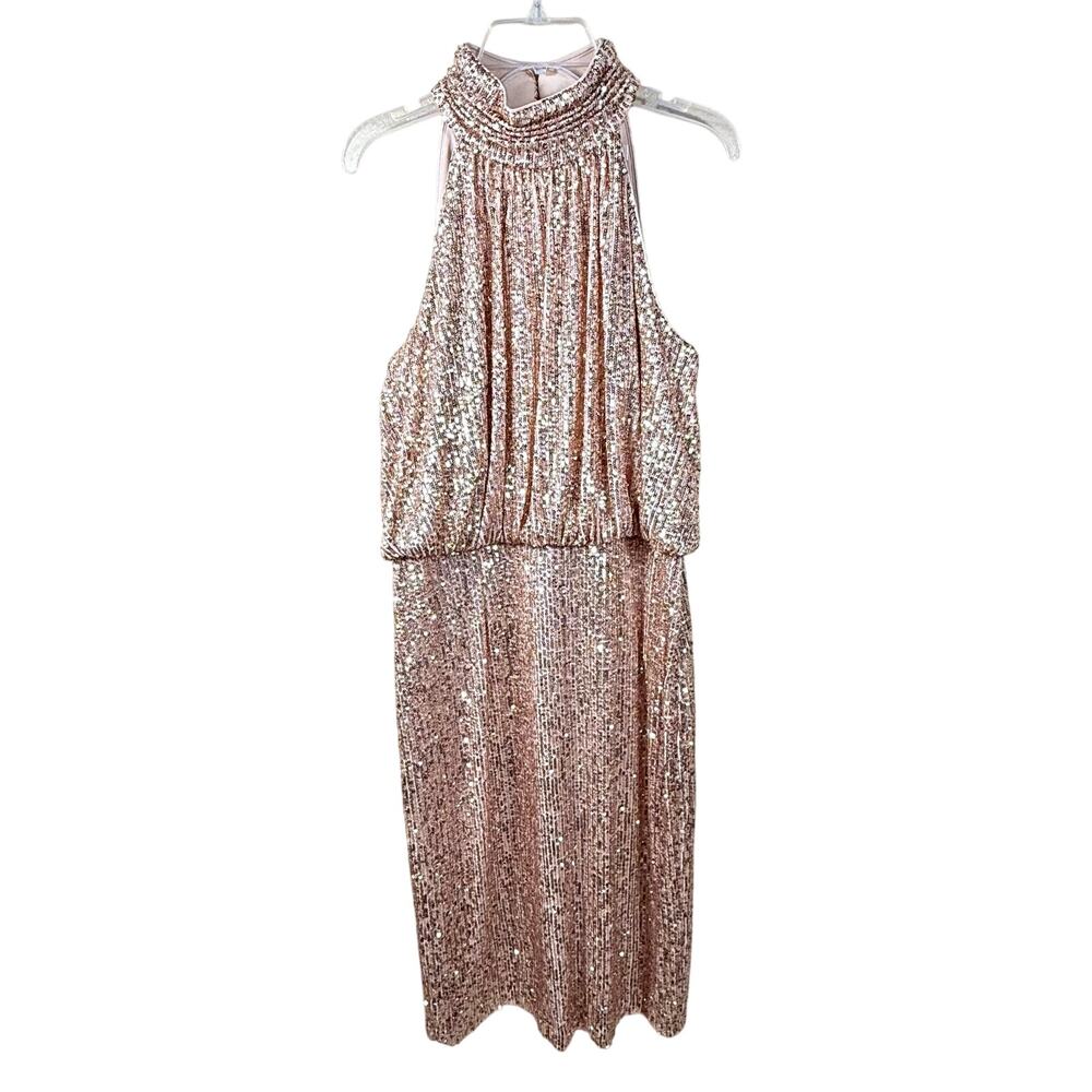 Eliza J Rose Gold Sequin Dress Cocktail Evening Dress Womens 6